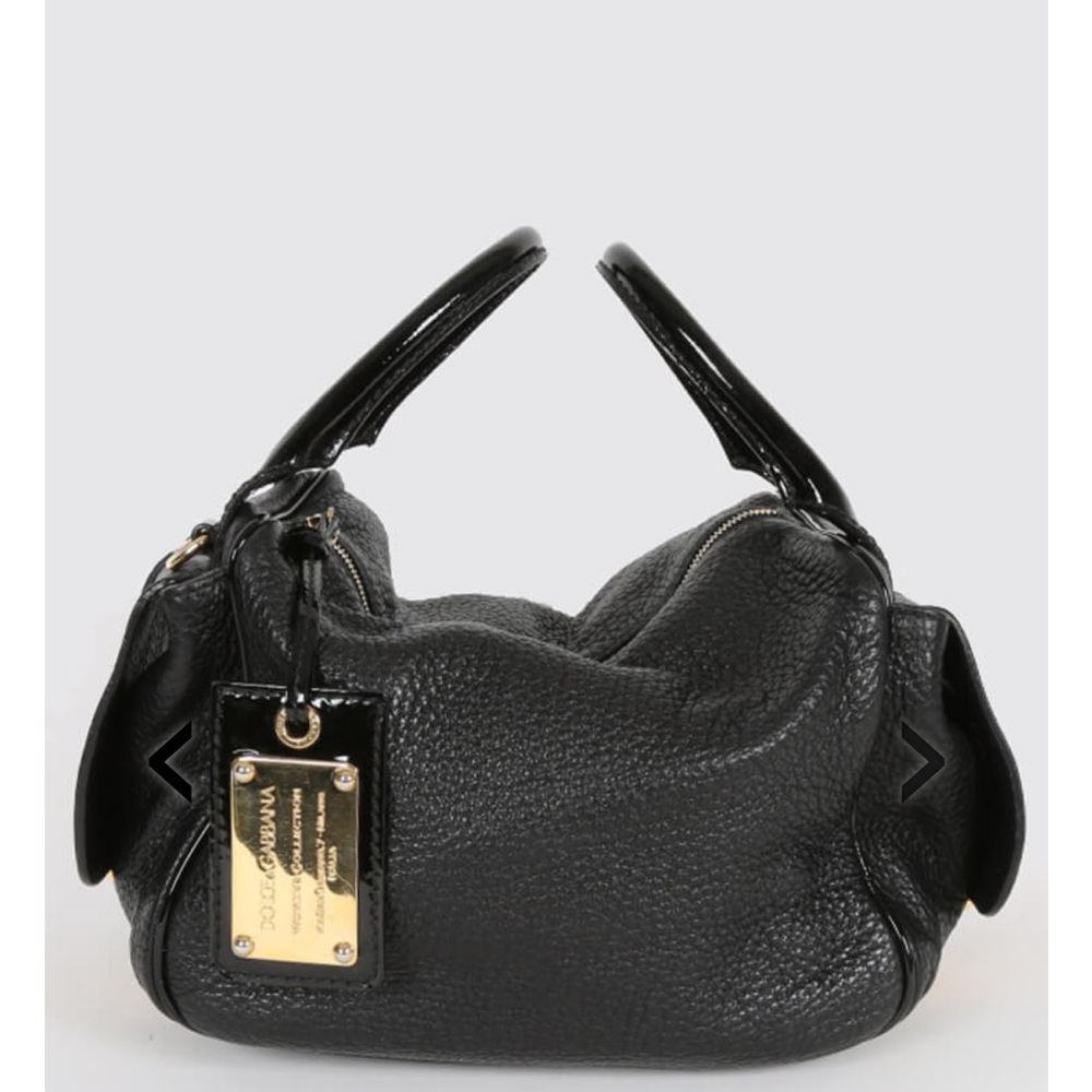 Dolce & Gabbana Black Pebbled Leather Buckle Handbag